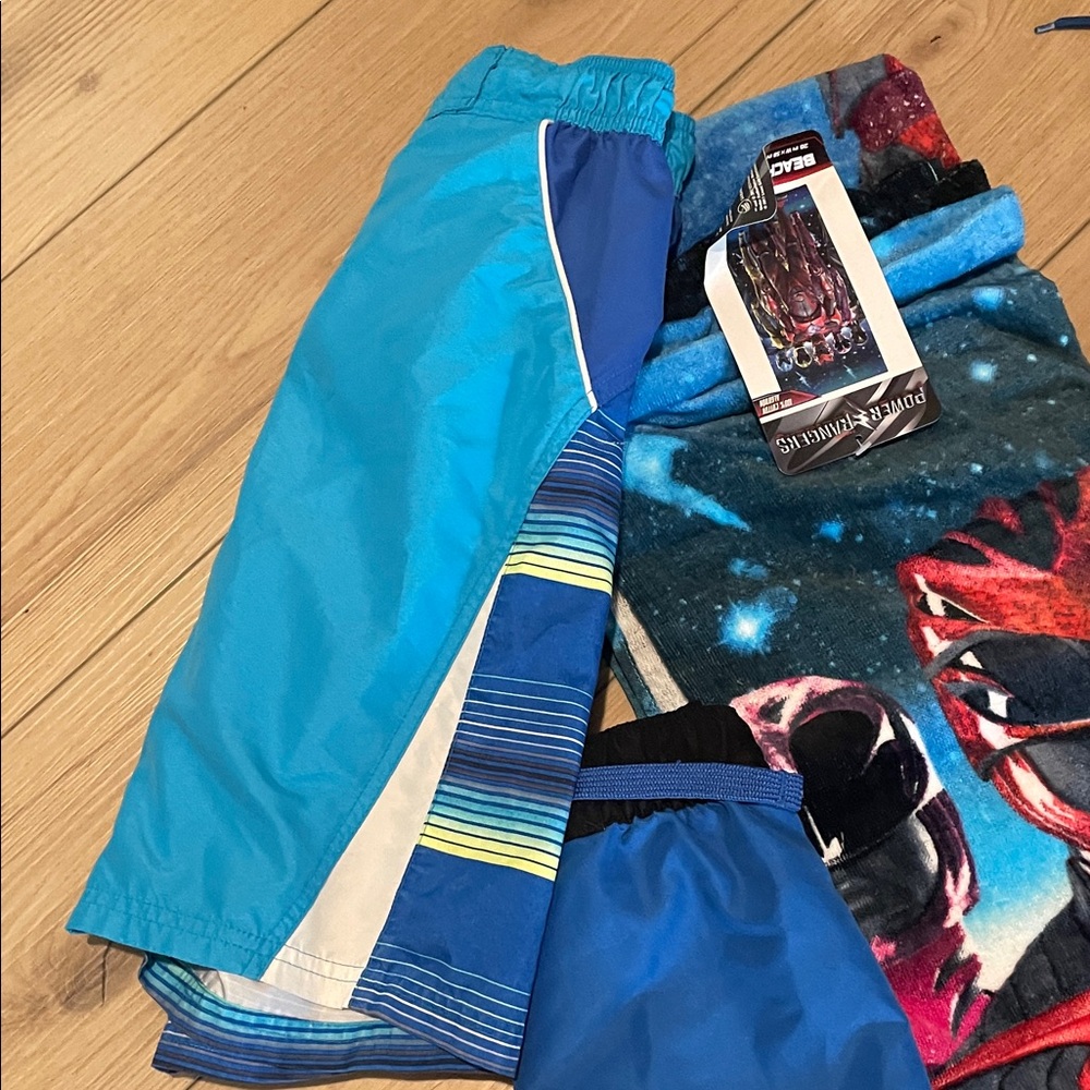 Adidas Blue and Black Swim Shorts with Power Rangers Towel - Picture 5 of 6